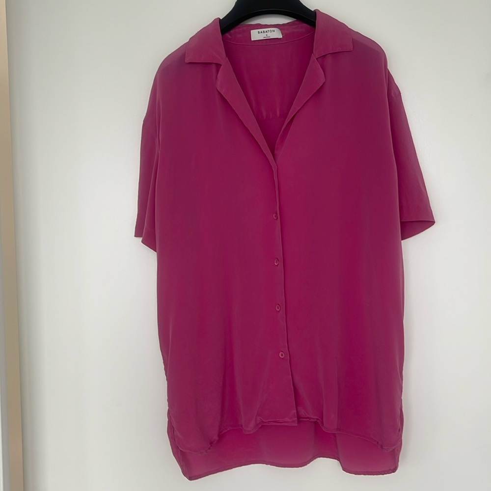 Aritzia Babaton rose Silk work shirt blouse
